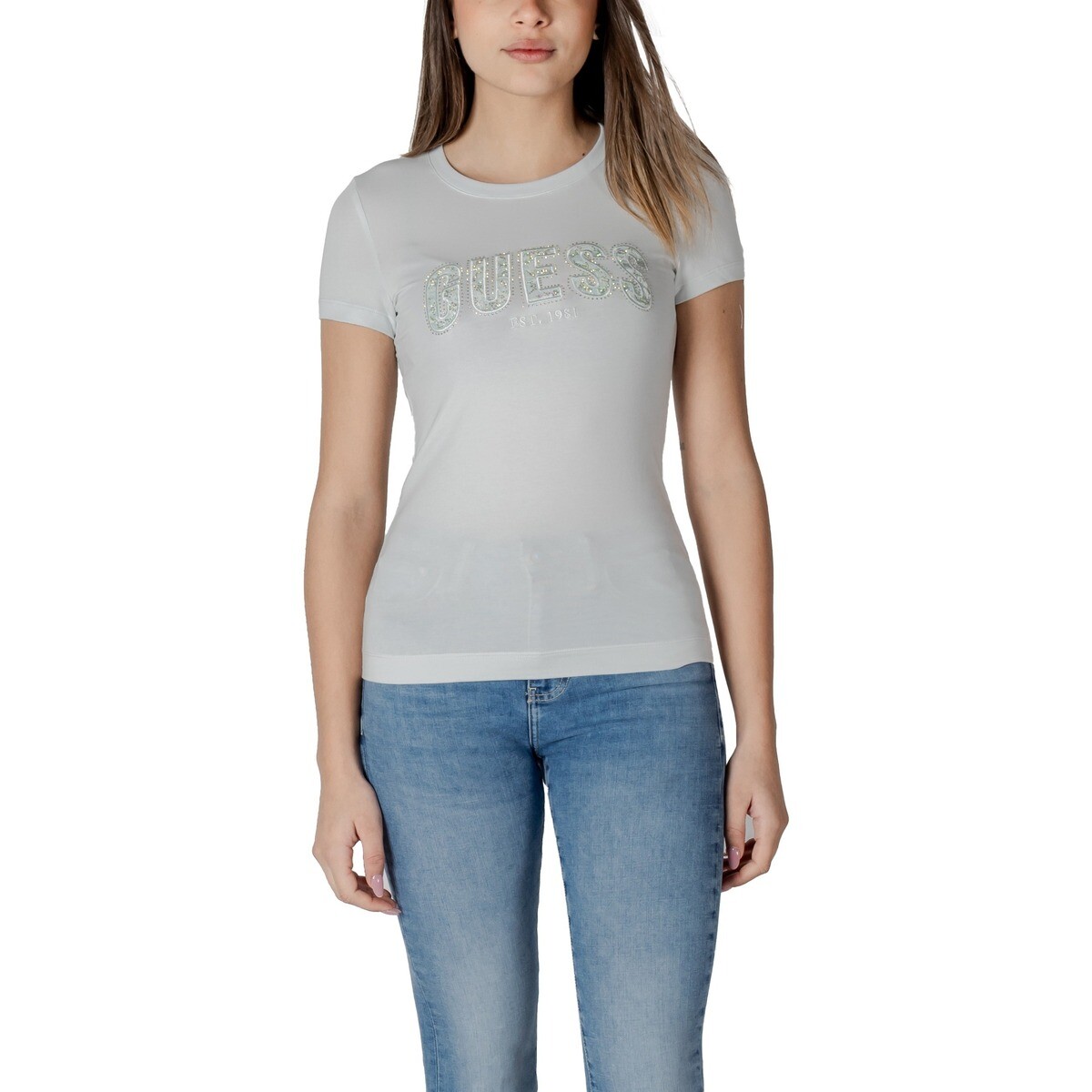 Guess  CN SS LOGO LACE TEE W5GI04 J1314  Modrá