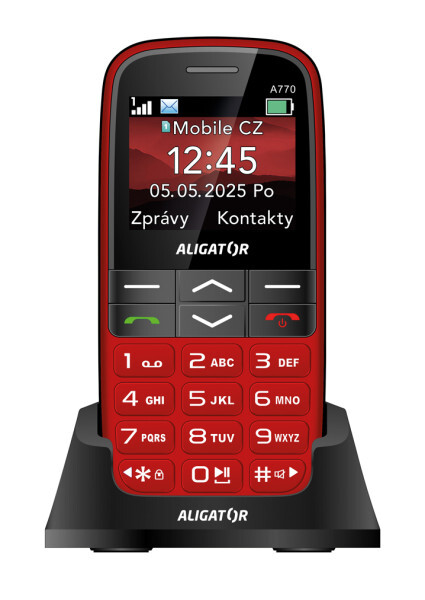 Aligator A770 Senior červená + stolní nabíječka