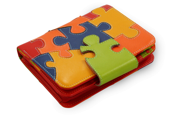 Dámská kožená peněženka s motivem puzzle Arwel 1161 - barevná