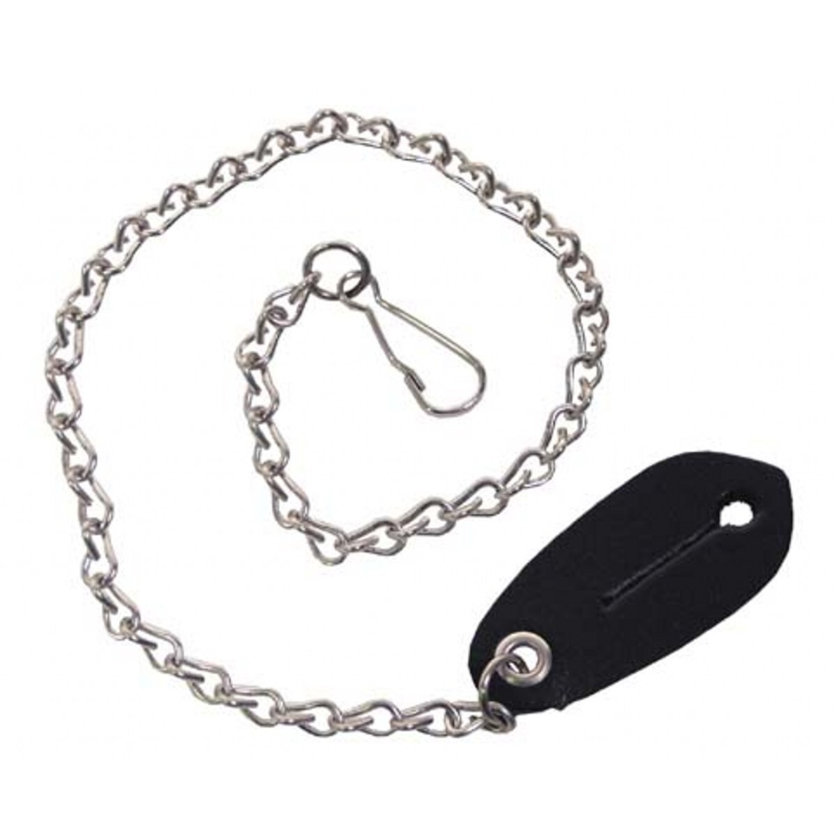 Řetízek s karabinkou a koženým přívěskem MFH - stříbrný-černý