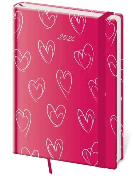 Helma 365 Denní diář A5 Vario s gumičkou - Hearts - DV422-13-26