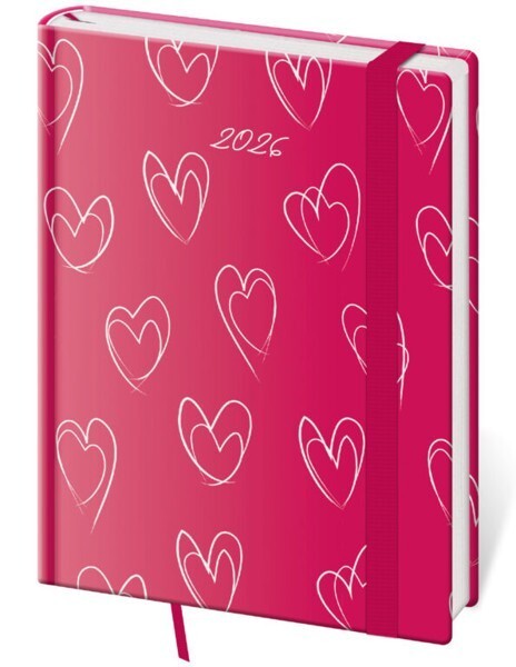 Helma 365 Týdenní diář B6 Vario s gumičkou - Hearts - DV433-13-26