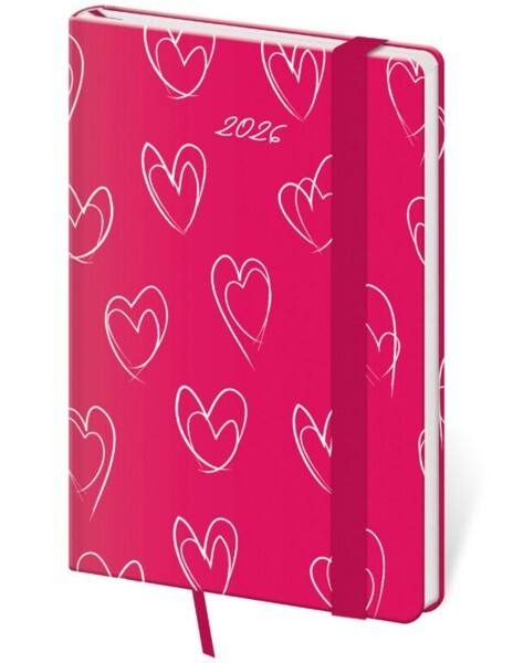 Helma 365 Týdenní diář kapesní Vario s gumičkou - Hearts - DV436-13-26