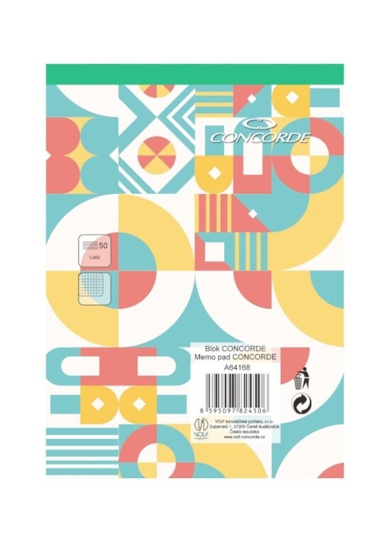 Concorde Poznámkový blok A6 - čtverečkovaný - 50 listů