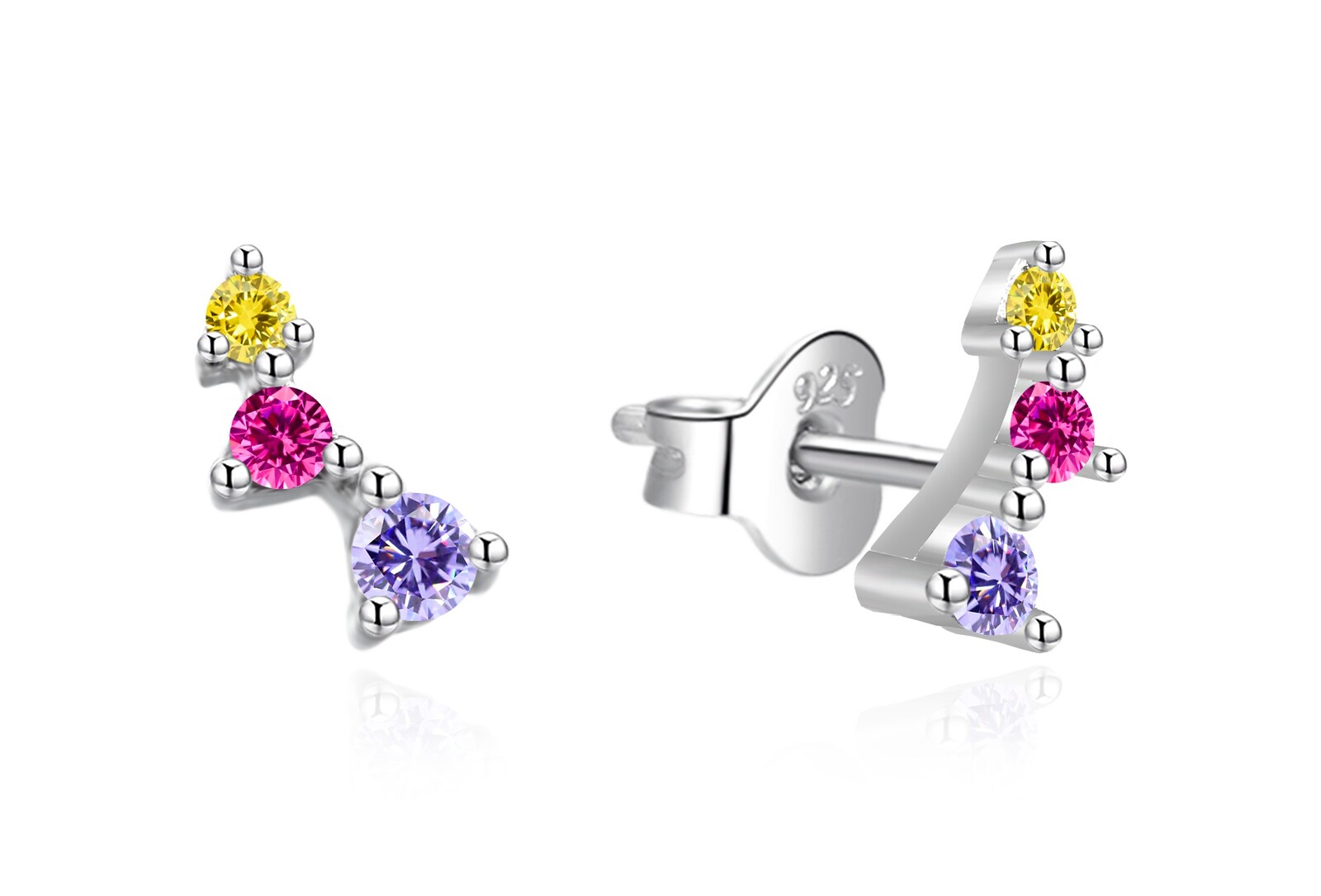 Agato Něžné podélné náušnice s barevnými zirkony AGT-E187PC