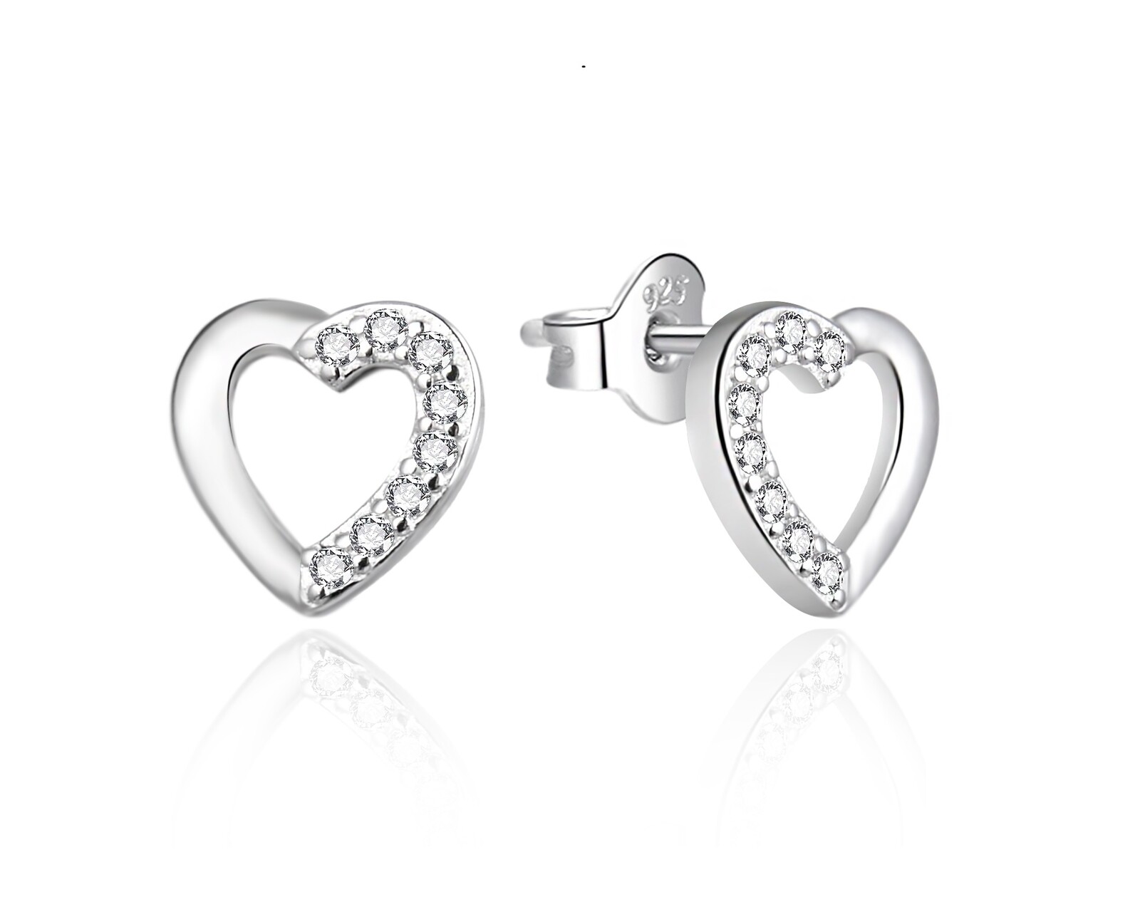 Agato Srdíčkové stříbrné náušnice se zirkony AGT-E199PW