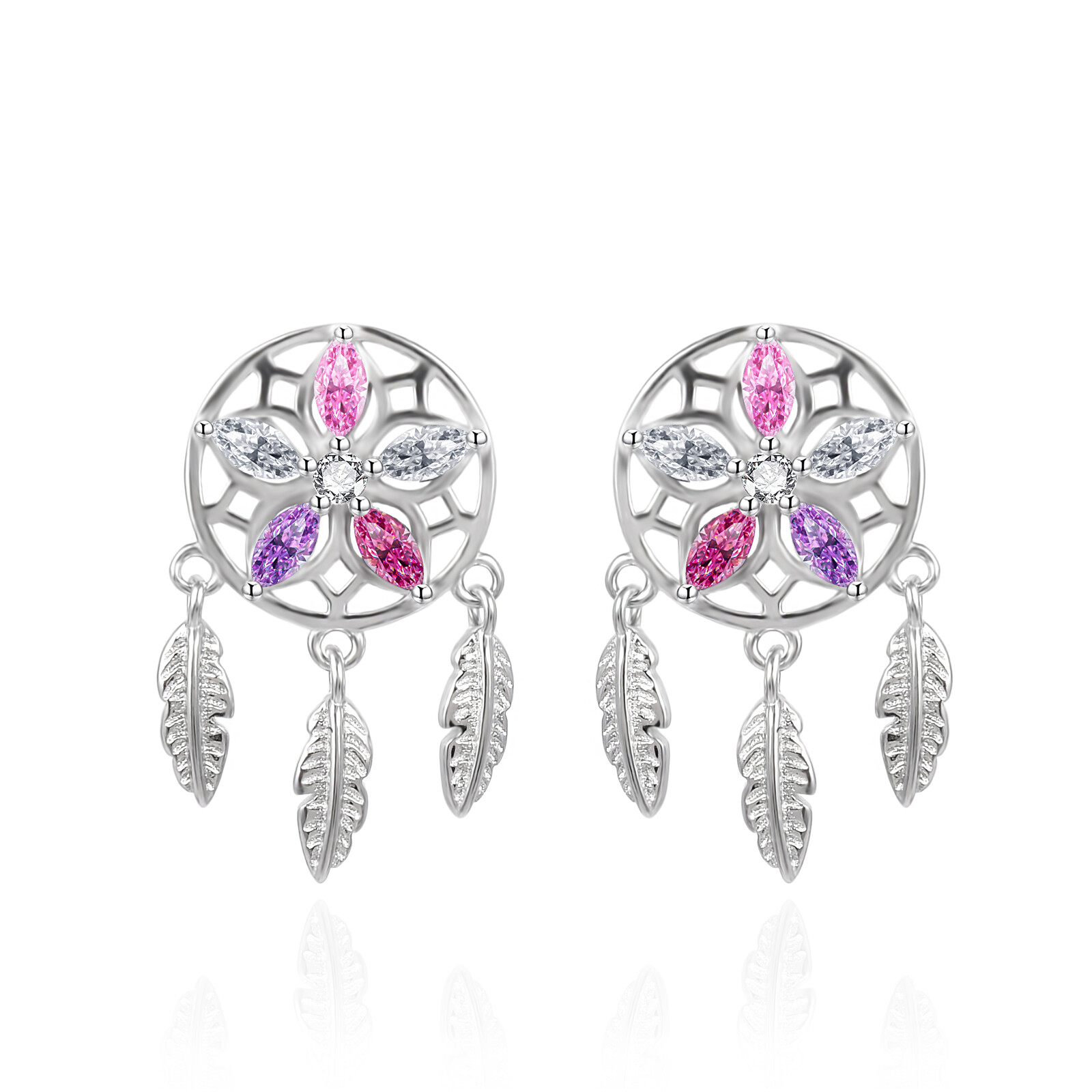 Agato Okouzlující stříbrné náušnice Lapače snů AGT-E228PC