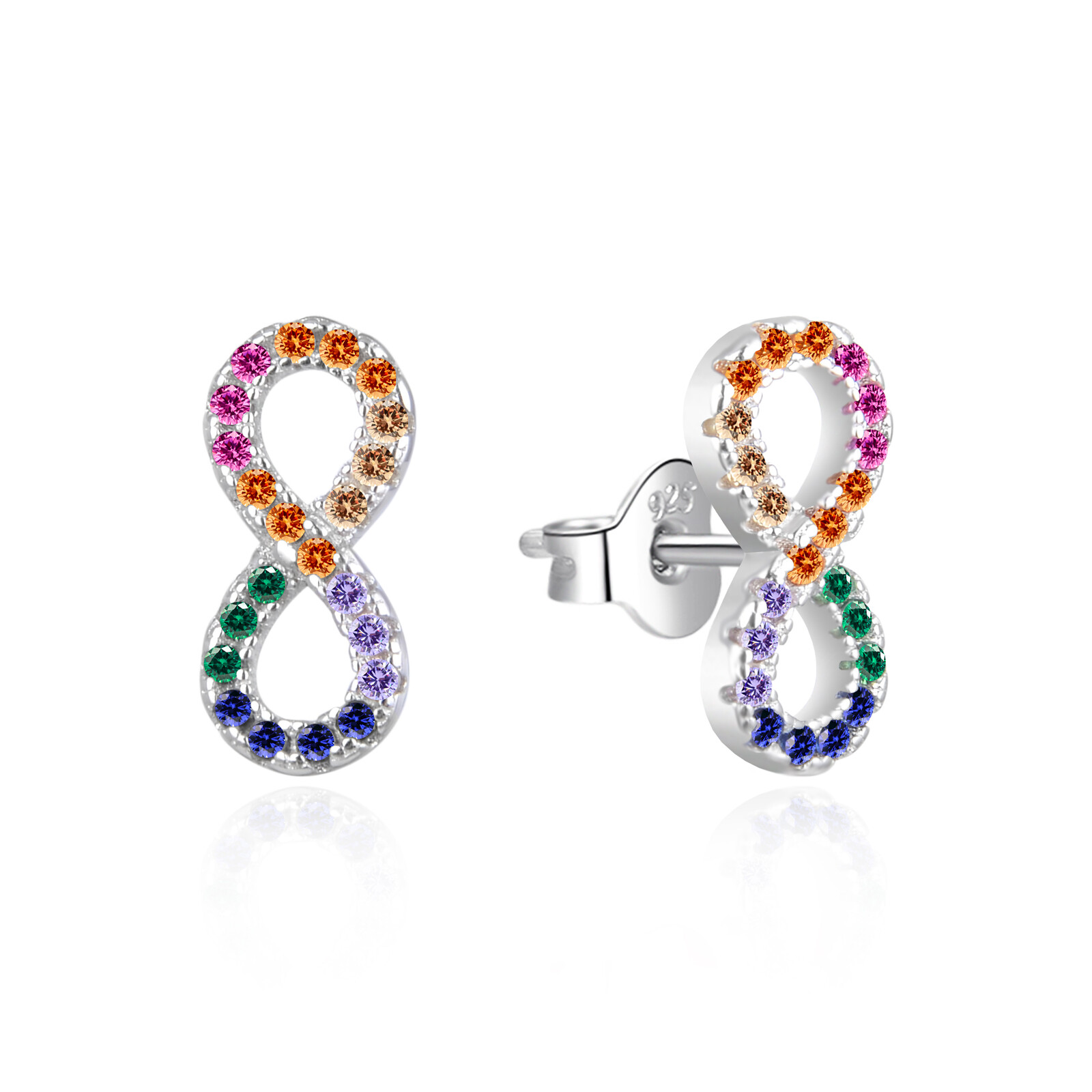 Agato Hravé náušnice Nekonečno s barevnými zirkony AGT-E229PC