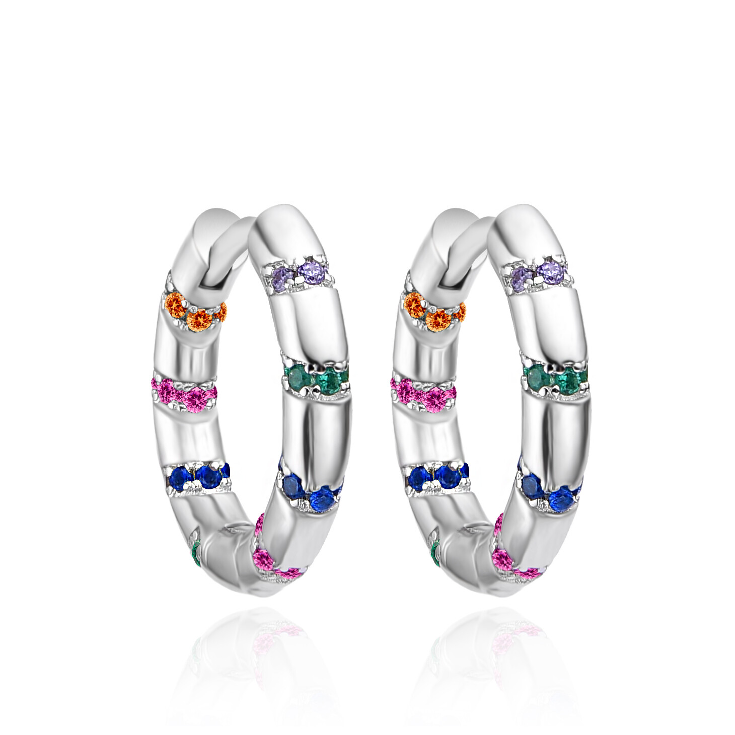 Agato Hravé kruhové náušnice s barevnými zirkony AGT-E252KC