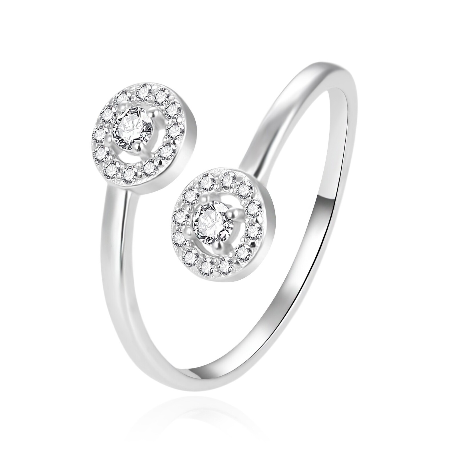 Agato Elegantní otevřený stříbrný prsten se zirkony AGT-R55W 52 mm