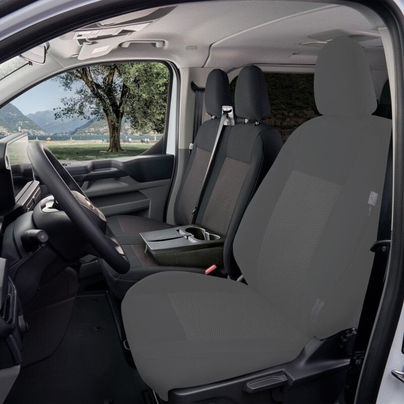 Přesné autopotahy Ford Transit Custom 2024- (dvojité sedadlo spolujezdce se stolkem)