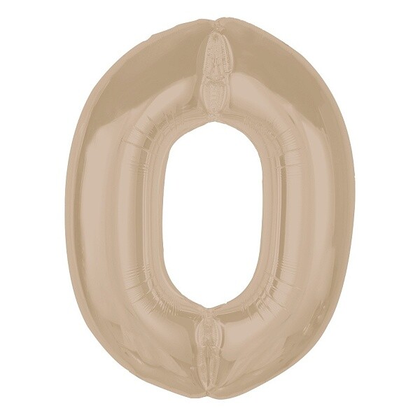 Balónek fóliový číslo 0 matný latte 92cm