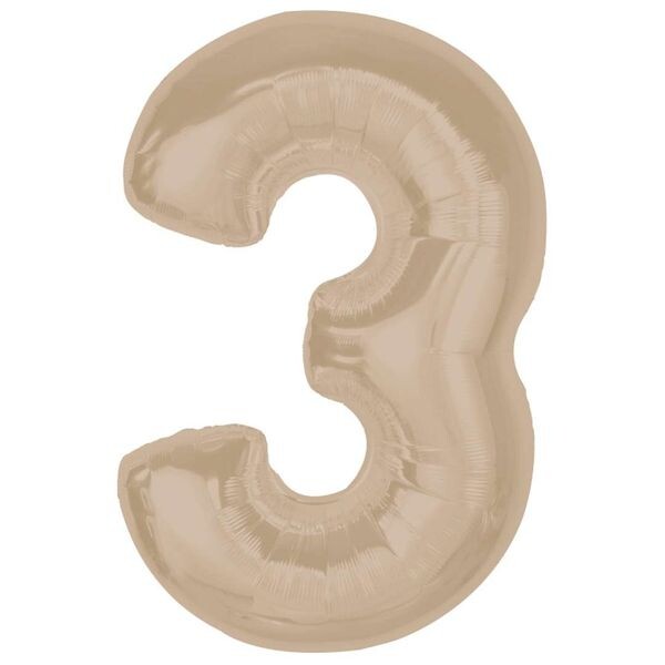 Balónek fóliový číslo 3 matný latte 92cm
