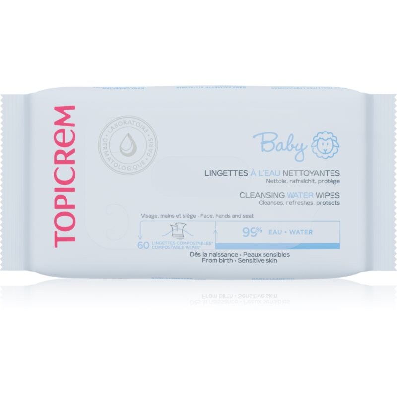 Topicrem BABY Cleansing Water Wipes vlhčené čisticí ubrousky pro děti 60 ks