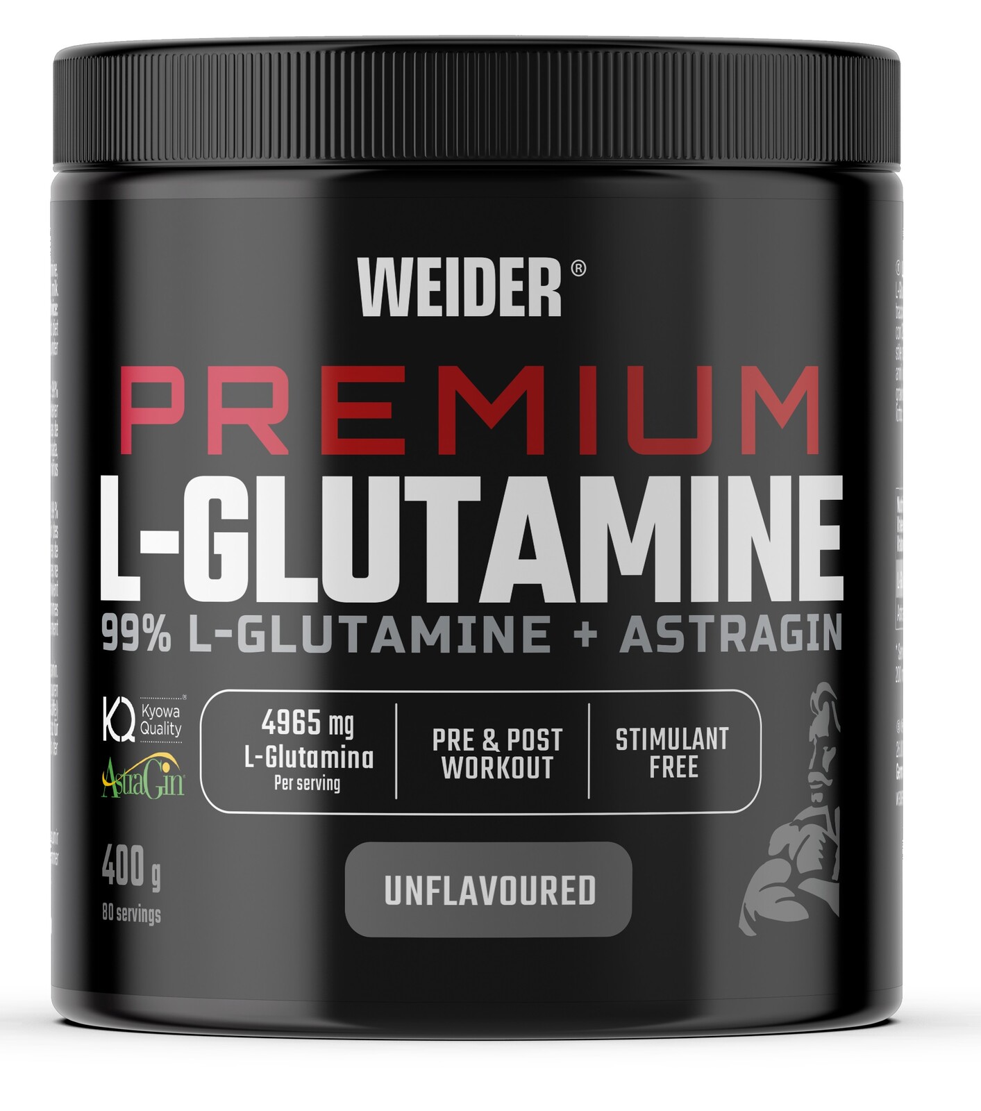 Weider Premium L-Glutamine + Astragin 400 g, L-glutamin Kyova Quality a AstraGin®