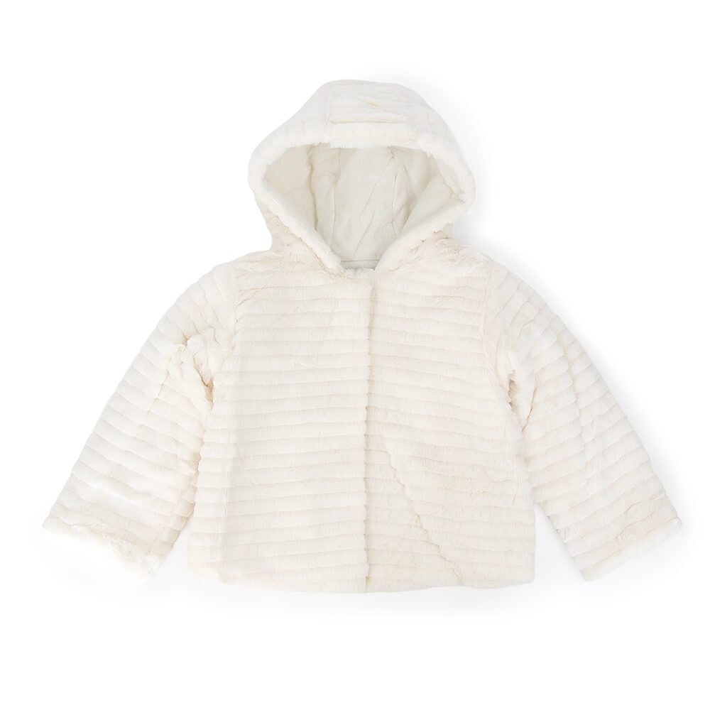 Dívčí kožešinová bunda, Minoti, DOLL 7, bílá - 68/80 | 6-12m