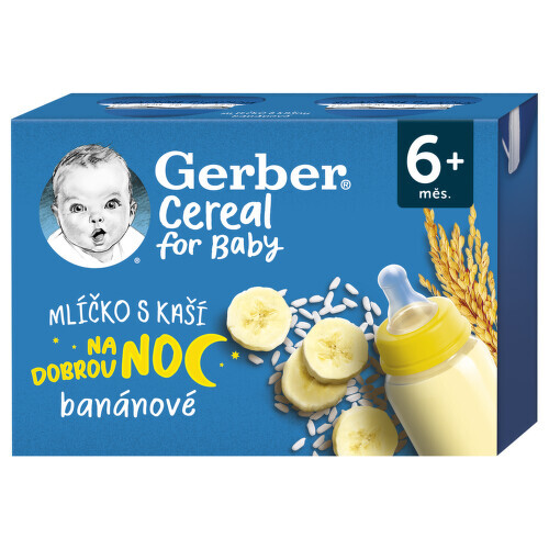 Gerber Cereal Mlíčko s kaší na dobrou noc banánové 2x200ml 6M+