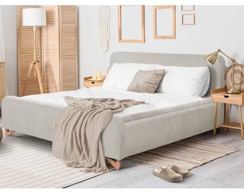 Postel Flamingo 180x200 cm, šedo-béžová strukturovaná tkanina