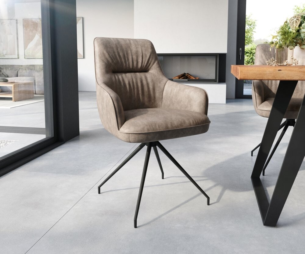 Jídelní židle Zelia-Flex křížová podnož zúžená černá mikrovlákno taupe