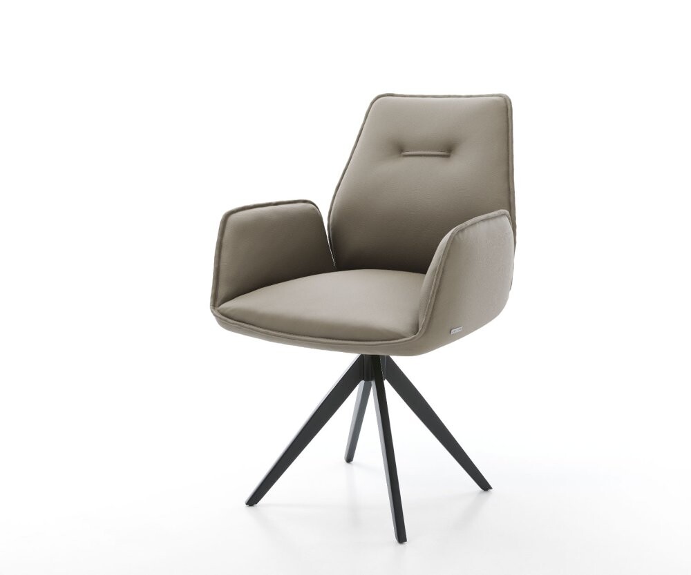 Jídelní židle Zoa-Flex pravá kůže béžová křížová podnož hranatá černá