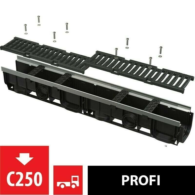 Žlab venkovní Alca AVZ103-R202 s kovovým rámem, rošt litinový C250