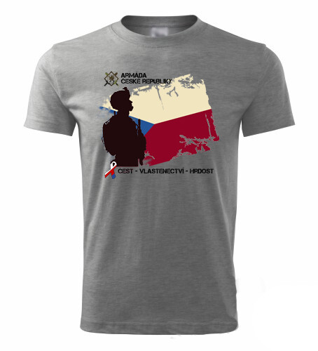 Triko Striker Armáda České republiky Čest Vlastenectví Hrdost - šedé, M
