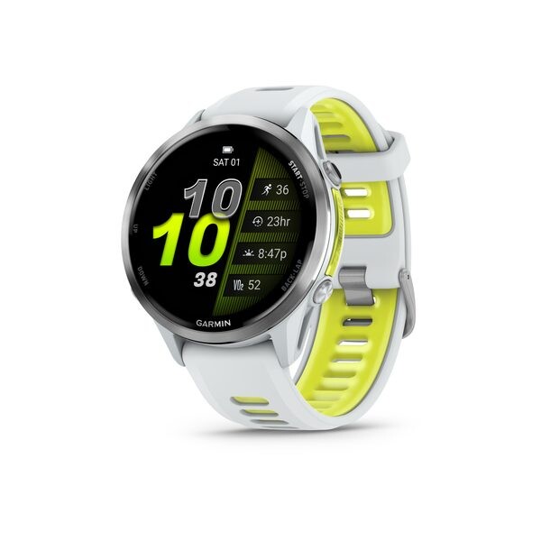 Garmin Forerunner® 970 titanová luneta Whitestone a poloprůhledný řemínek Whitestone/Amp Yellow 010-02969-11