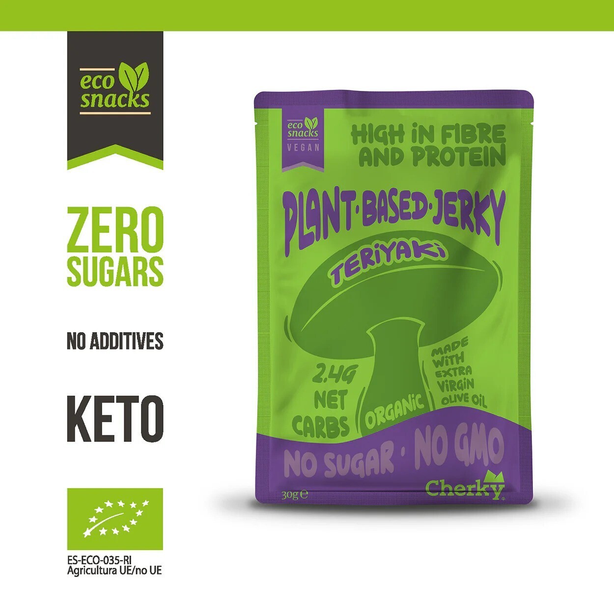 Cherky Plant Based Jerky Teriyaki, 30 g
