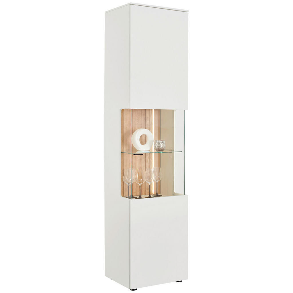 Novel VITRÍNA, divoký dub, bílá, barvy dubu, 50/202,8/42 cm