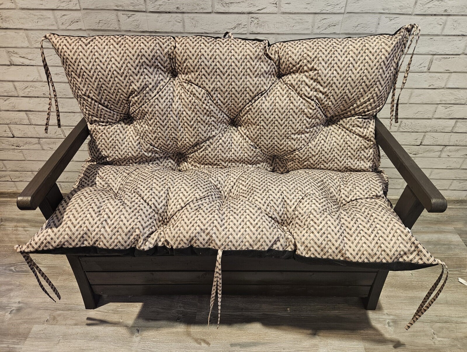 Prošívané sezení MARKUS - vzor 140, vzorovaný polstr na zahradní lavici - sedák s opěrkou, různé rozměry, Mybesthome Rozměr: 100x60x50 cm