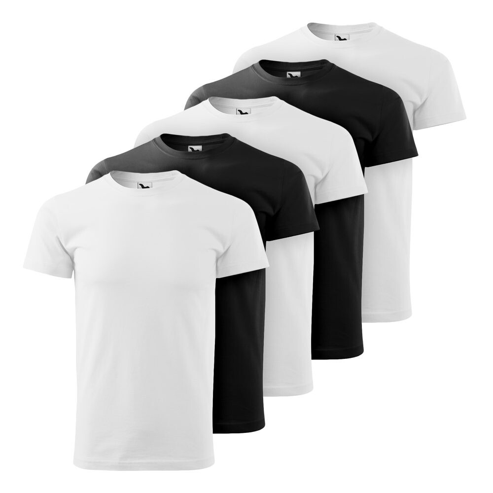MALFINI Set 5 ks: Pánské tričko BASIC - Bílá / černá | L