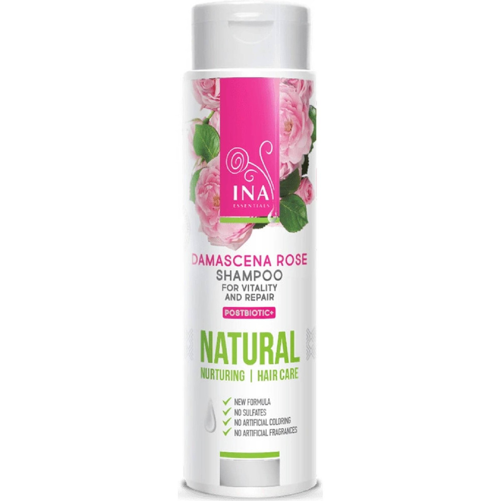 INA ESSENTIALS Přírodní Růžový Šampon - Šampon pro Suché a Poškozené vlasy 200 ml