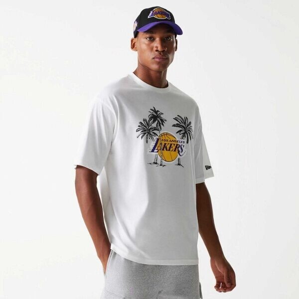 New Era LA LAKERS NBA PALM TREE Pánské triko, bílá, velikost