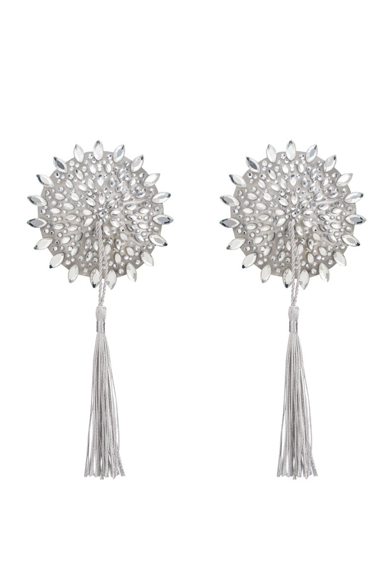 Stříbrné nálepky na bradavky s kamínky Mistiqua