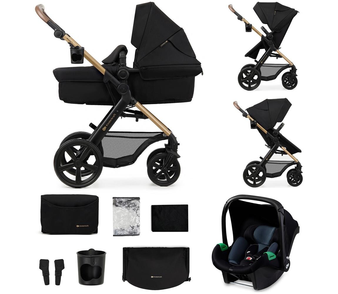 Kinderkraft KINDERKRAFT - Kombinovaný kočárek 3v1 MOOV 2 Pure black + autosedačka MINK PRO