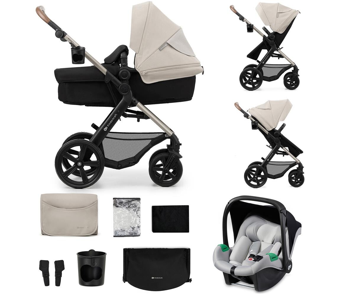 Kinderkraft KINDERKRAFT-Kombinovaný kočárek 3v1 MOOV 2 Moonlight grey + autosedačka MINK PRO