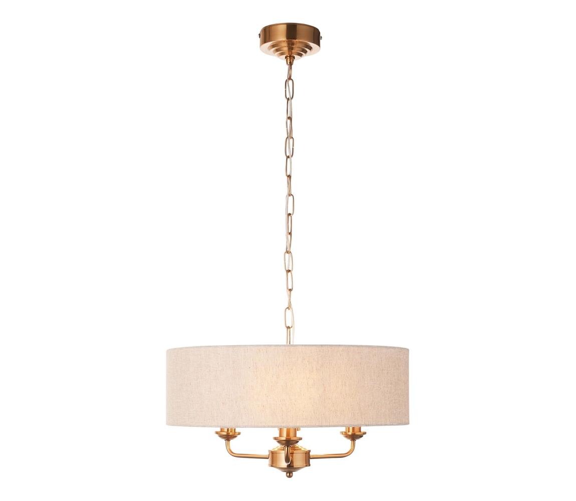 Endon Endon 110723 - Lustr na řetězu HIGHCLERE 3xE14/40W/230V béžová/mosaz