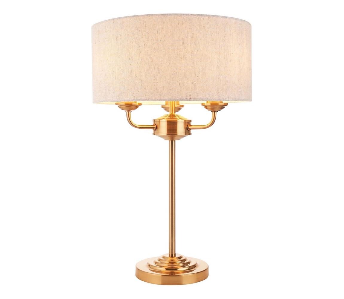 Endon Endon 110721 - Stolní lampa HIGHCLERE 3xE14/18W/230V béžová/mosaz