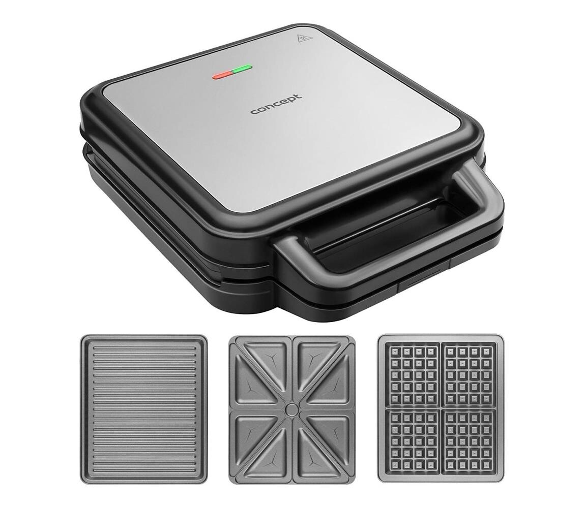 Concept Concept SV3080 - Toustovač  3v1 1200W/230V černá/nerez