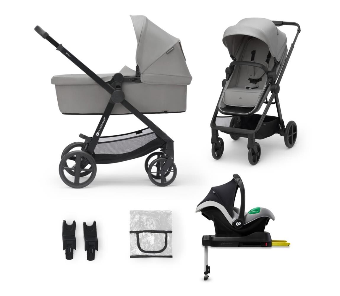 Kinderkraft KINDERKRAFT - Kombinovaný kočárek 4v1 NEWLY Classic grey + autosedačka MINK PRO