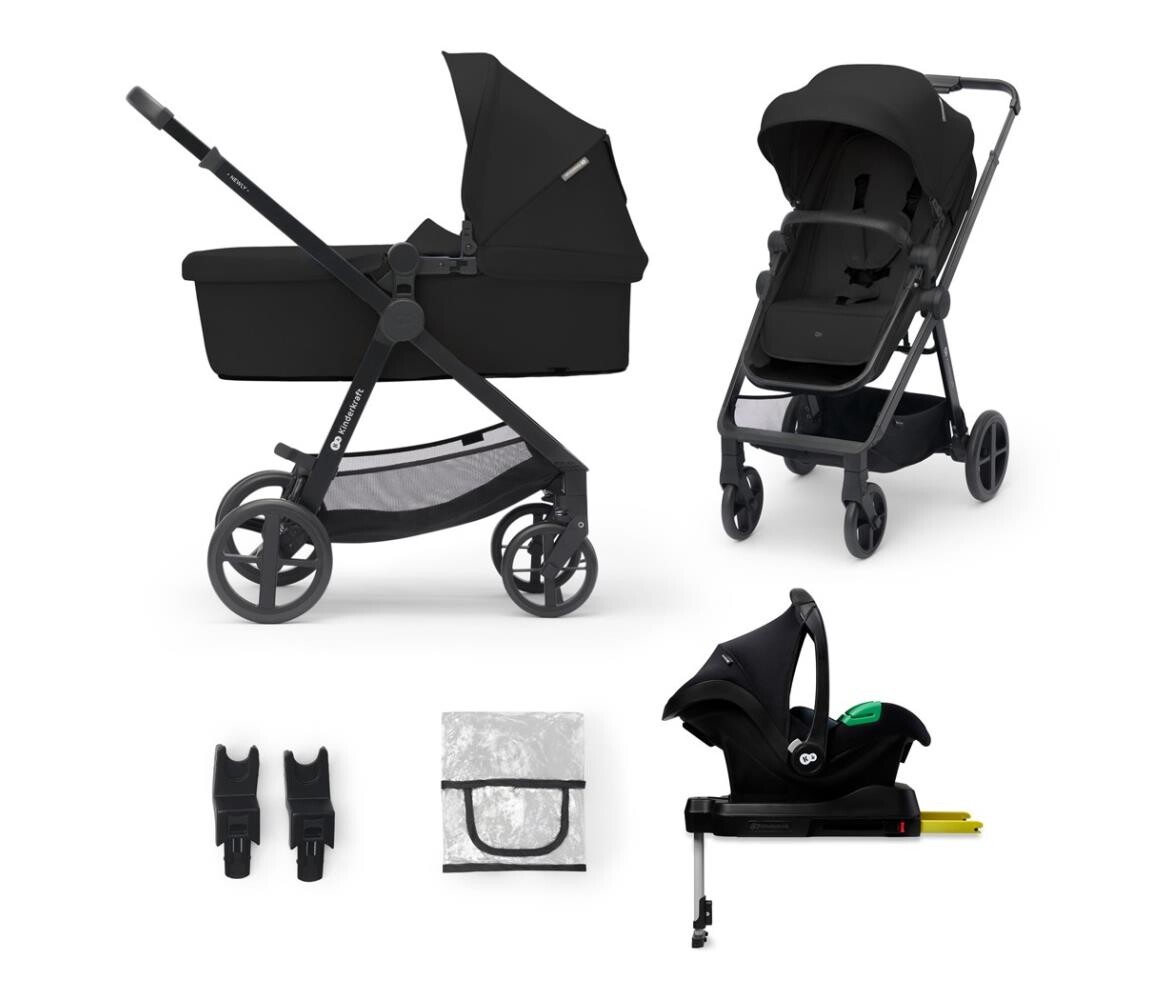 Kinderkraft KINDERKRAFT - Kombinovaný kočárek 4v1 NEWLY Classic black + autosedačka MINK PRO