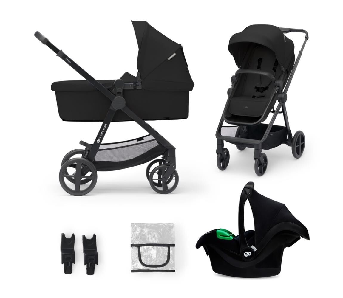 Kinderkraft KINDERKRAFT -Kombinovaný kočárek 3v1 NEWLY Classic black  + autosedačka MINK PRO