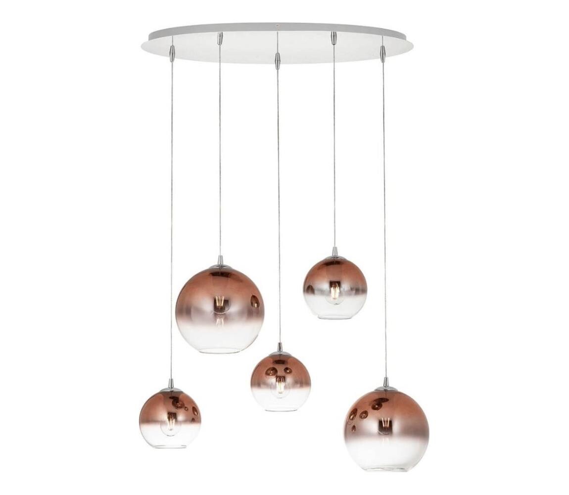 Redo Redo 01-2080 - Lustr na lanku BOWL 5xE27/42W/230V měď