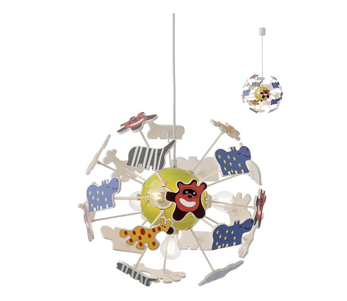 Redo Redo 04-515 -Dětský lustr na lanku SAFARI 4xE14/28W/230V pr. 35 cm pestrobarevná