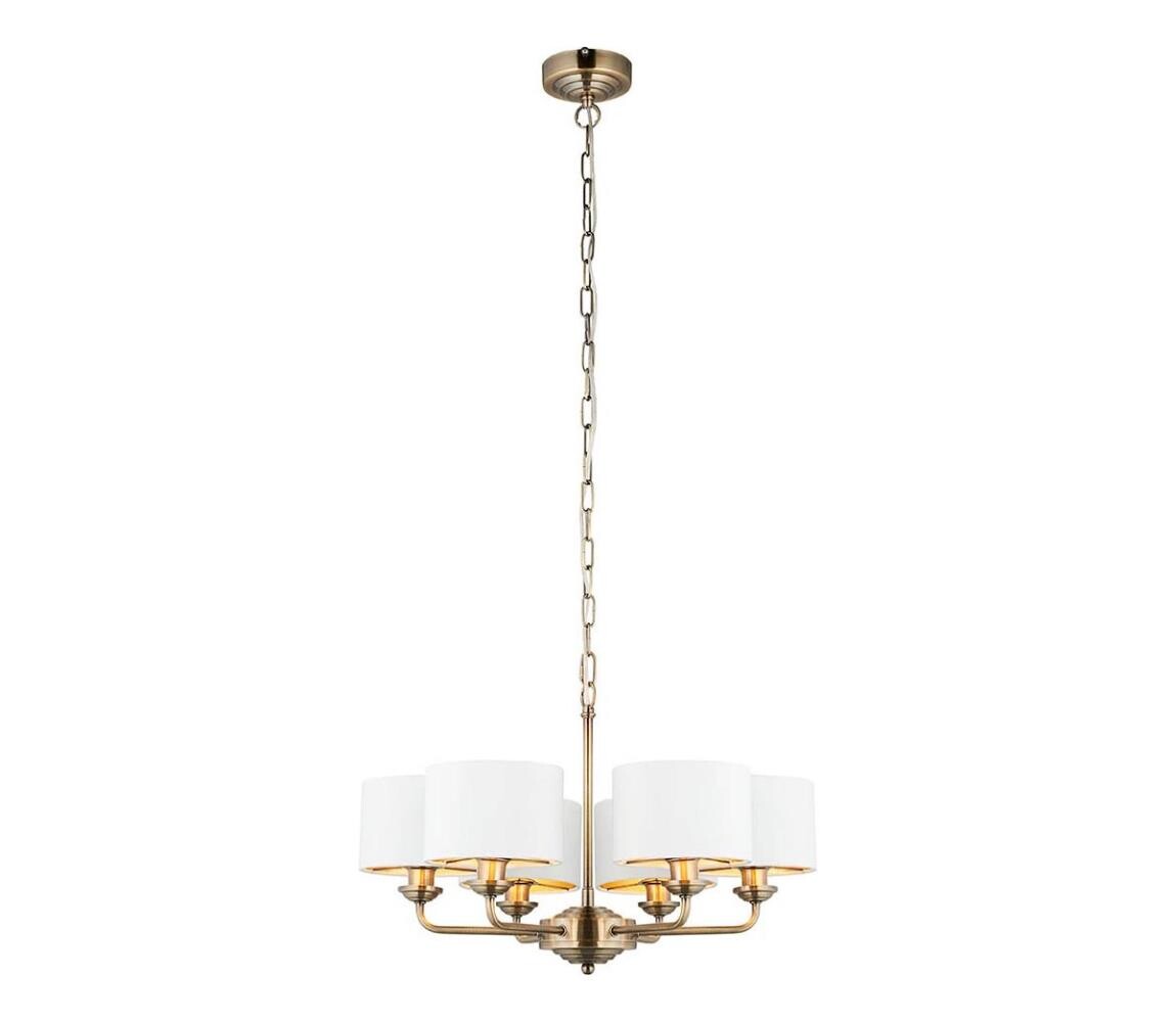 Endon Endon 98936 - Lustr na řetězu HIGHCLERE 6xE14/28W/230V bílá/mosaz