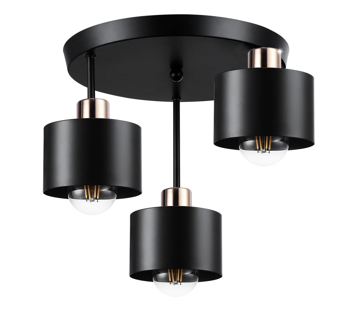 Lustr na tyči 3xE27/35W/230V pr. 30 cm černá/zlatá