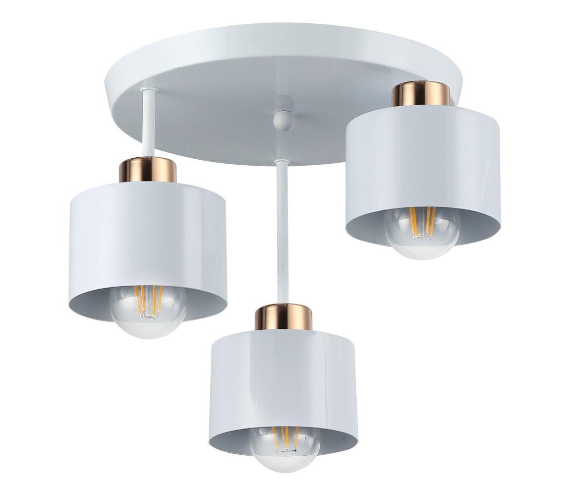 Lustr na tyči 3xE27/35W/230V pr. 30 cm bílá/zlatá