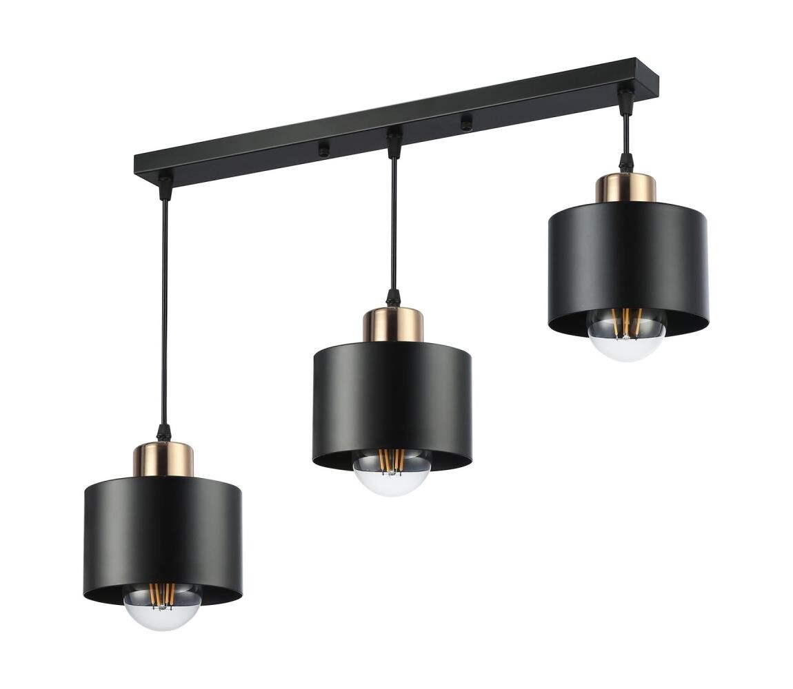 Lustr na lanku 3xE27/35W/230V černá/zlatá