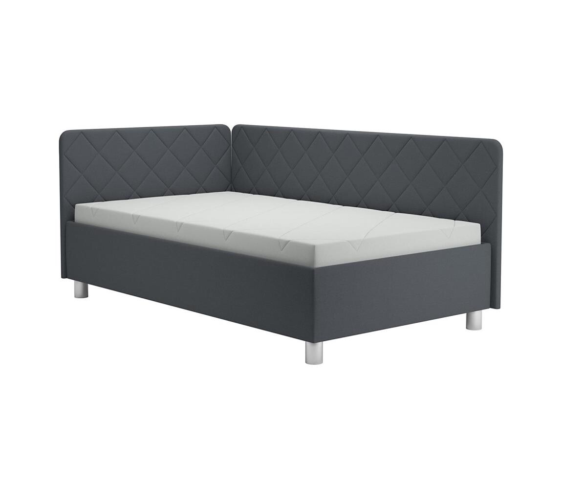 Blanář Čalouněná válenda s úložným prostorem a matrací EMILE 110x200 cm šedá