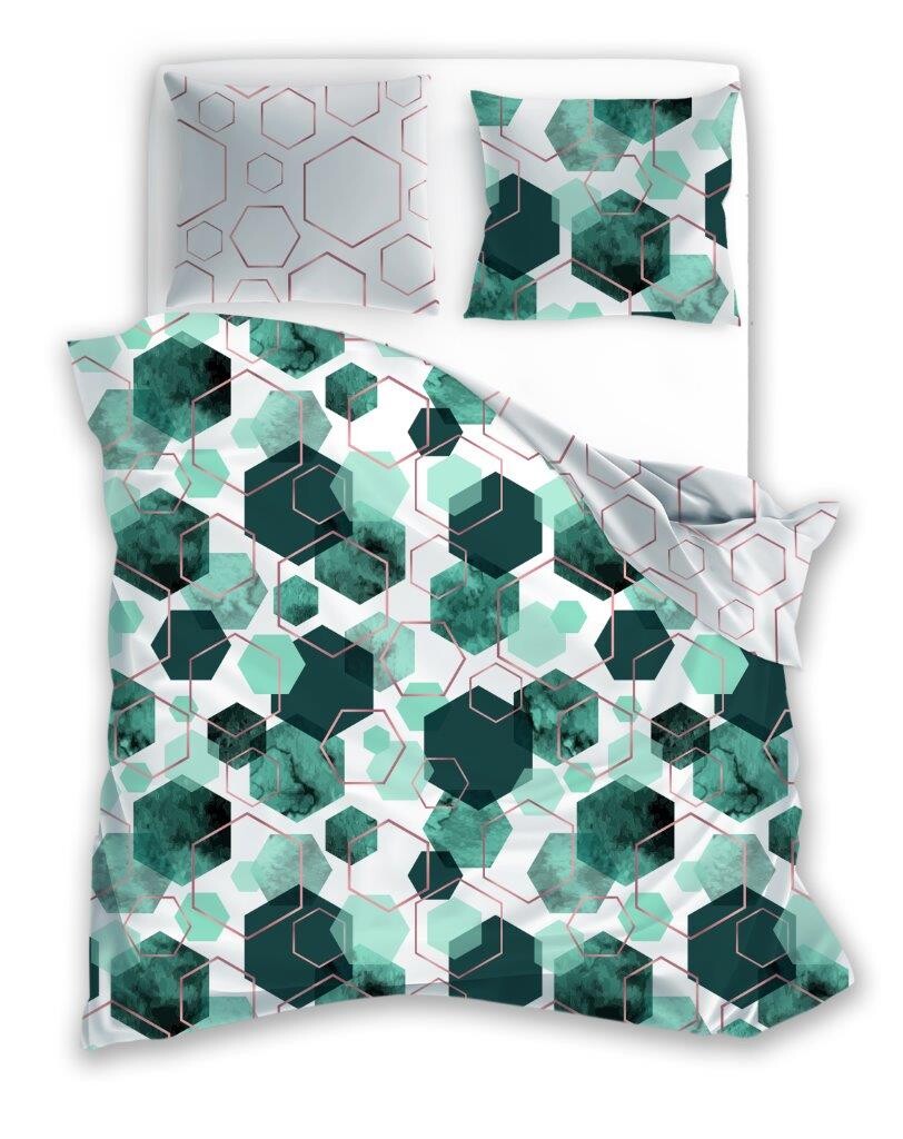 FARO Bavlněné saténové povlečení 140x200 + 70x90 cm - Milagro Verde 009